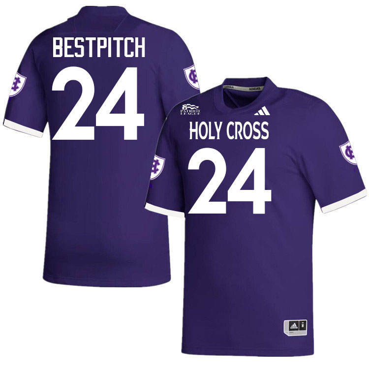 Holy Cross Crusaders #24 Tommy Bestpitch College Football Jerseys,Uniforms-Purple
